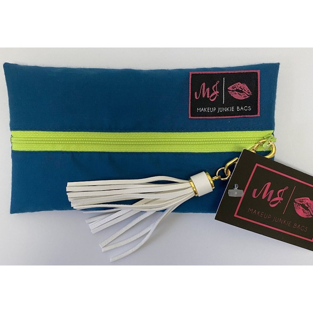 Makeup Junkie NEW Blue with Green Zipper  MINI